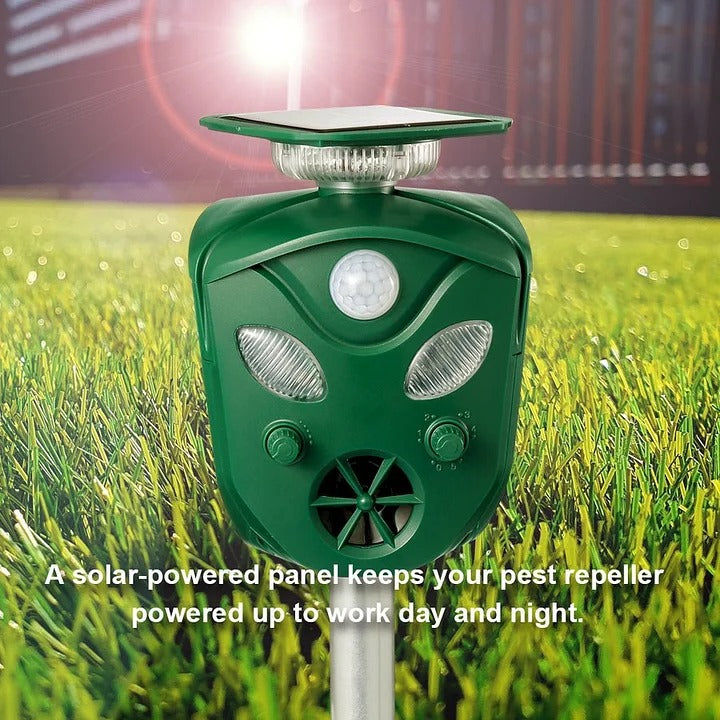 360° Solar Ultrasonic Animal Repeller with Motion Sensor