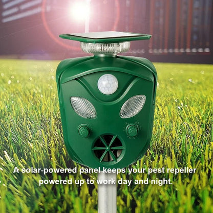 360° Solar Ultrasonic Animal Repeller with Motion Sensor