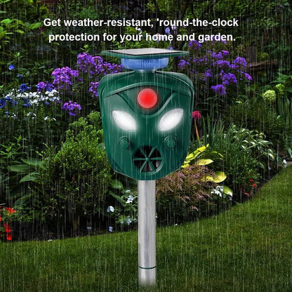 360° Solar Ultrasonic Animal Repeller with Motion Sensor