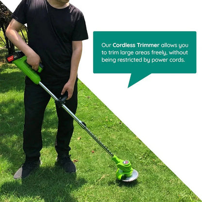 Cordless Battery-Operated Grass Trimmer — Powerful Electric Edging
