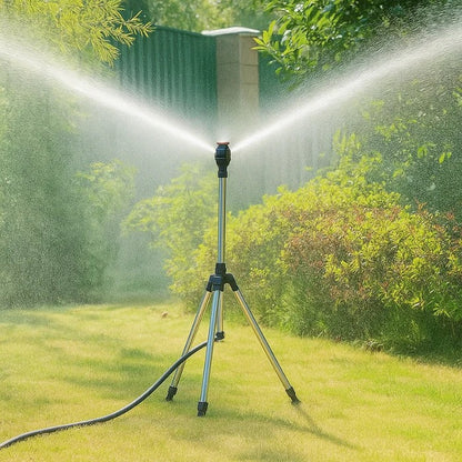 High-Pressure Rotating Tripod Sprinkler — 360° Lawn Coverage