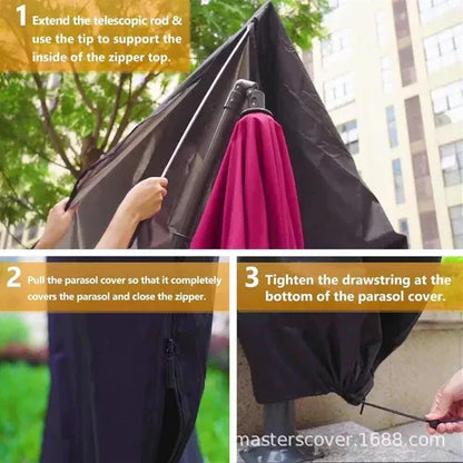 Waterproof Outdoor Parasol Cover with Telescopic Rod