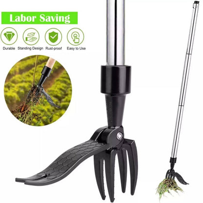 Stand-Up Weed Puller Tool — No-Bend Garden Weeder