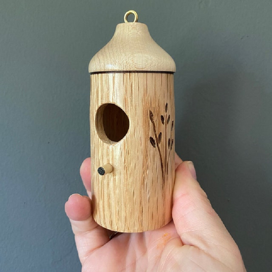 Wooden Hummingbird House — Natural Wood Garden Décor
