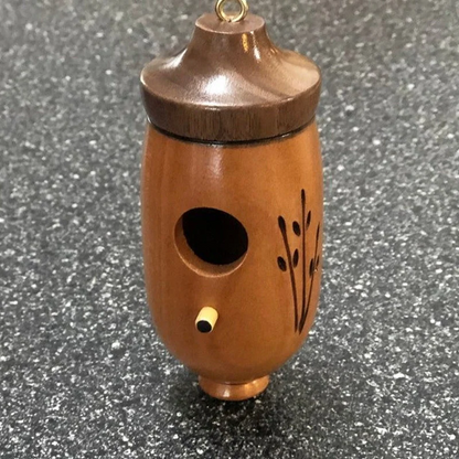 Wooden Hummingbird House — Natural Wood Garden Décor