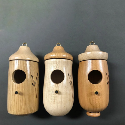 Wooden Hummingbird House — Natural Wood Garden Décor