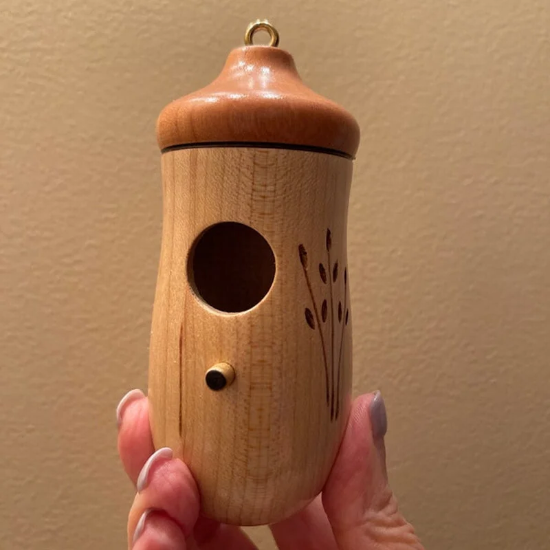 Wooden Hummingbird House — Natural Wood Garden Décor