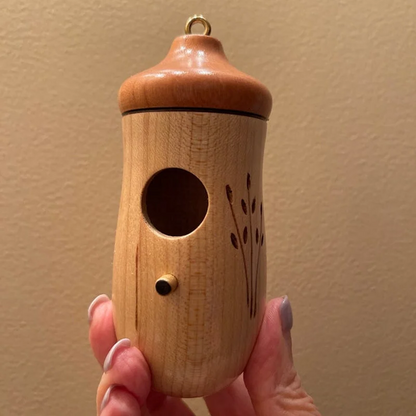Wooden Hummingbird House — Natural Wood Garden Décor