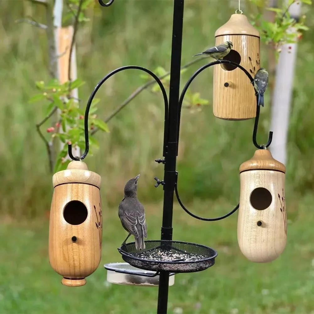 Wooden Hummingbird House — Natural Wood Garden Décor