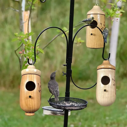 Wooden Hummingbird House — Natural Wood Garden Décor
