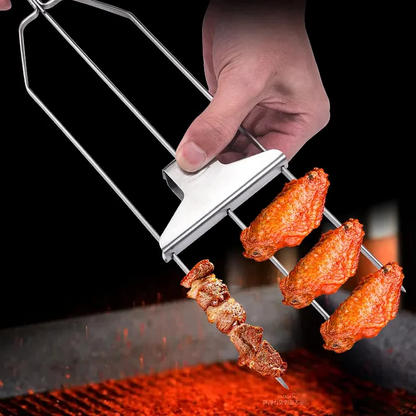 Three-Prong Grill Skewer Set – Pull-Release BBQ Tool