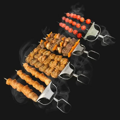 Three-Prong Grill Skewer Set – Pull-Release BBQ Tool