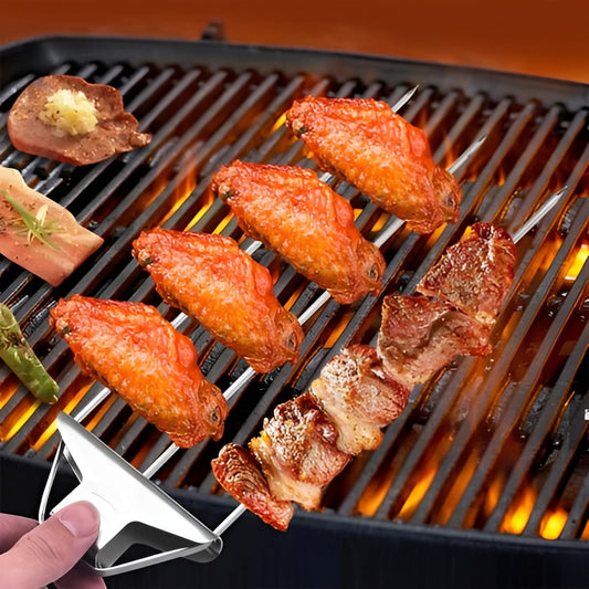 Three-Prong Grill Skewer Set – Pull-Release BBQ Tool