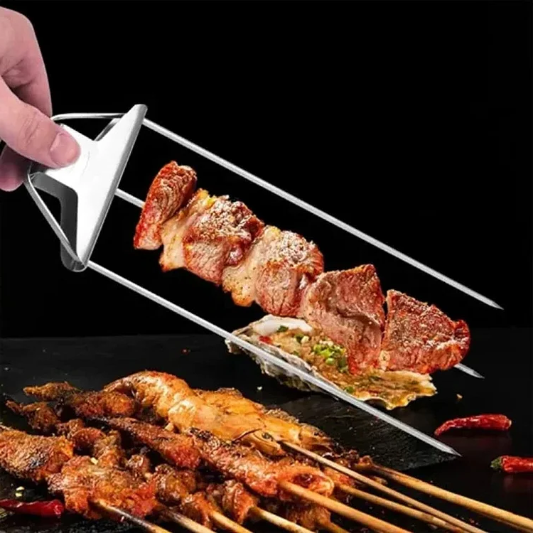 Three-Prong Grill Skewer Set – Pull-Release BBQ Tool